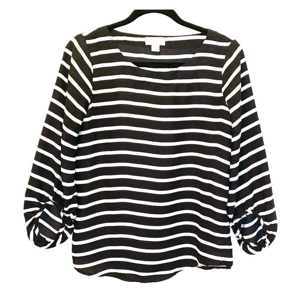 LOFT Striped Nautical Boat Neck Blouse :: XS